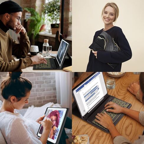 حافظة لوحة مفاتيح iPad الجيل التاسع الجديدة 10.2 بوصة 2021/(الجيل الثامن) 2020/(الجيل السابع) 2019، حافظة لوحة مفاتيح بإضاءة خلفية 7 ألوان لجهاز iPad 10.2 بوصة /iPad Air 3 10.5 بوصة (الجيل الثالث)/iPad Pro 10.5 بوصة مع حامل قلم رصاص( أرجواني) in Kuwait