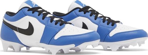 Nike Men's Jordan 1 Mid TB Football Cleats White/Black-Royal Low FJ6245-104 Size 9.5 in Saudi Arabia
