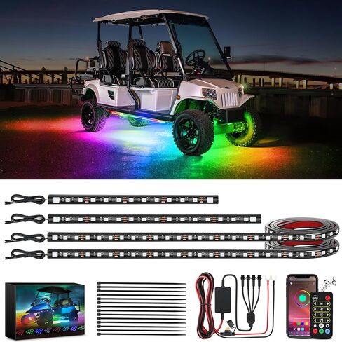 Nilight 4PCS Golf Cart Underglow LED Light Strip Dream Color Multi-Mode Neon Accent Lighting Kit APP and Remote Control Sound Active Music Sync IP67 Waterproof 12V-65V Input for EZGO Yamaha Club Car in Saudi Arabia