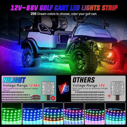Nilight 4PCS Golf Cart Underglow LED Light Strip Dream Color Multi-Mode Neon Accent Lighting Kit APP and Remote Control Sound Active Music Sync IP67 Waterproof 12V-65V Input for EZGO Yamaha Club Car in Saudi Arabia