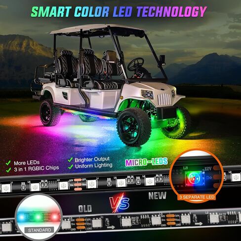 Nilight 4PCS Golf Cart Underglow LED Light Strip Dream Color Multi-Mode Neon Accent Lighting Kit APP and Remote Control Sound Active Music Sync IP67 Waterproof 12V-65V Input for EZGO Yamaha Club Car in Saudi Arabia