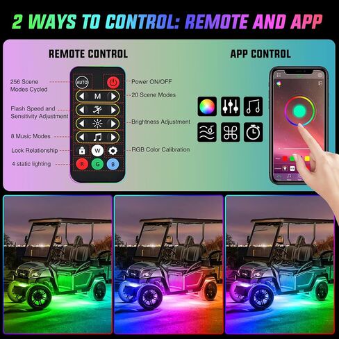 Nilight 4PCS Golf Cart Underglow LED Light Strip Dream Color Multi-Mode Neon Accent Lighting Kit APP and Remote Control Sound Active Music Sync IP67 Waterproof 12V-65V Input for EZGO Yamaha Club Car in Saudi Arabia