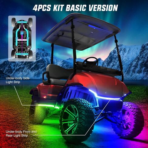 Nilight 4PCS Golf Cart Underglow LED Light Strip Dream Color Multi-Mode Neon Accent Lighting Kit APP and Remote Control Sound Active Music Sync IP67 Waterproof 12V-65V Input for EZGO Yamaha Club Car in Saudi Arabia