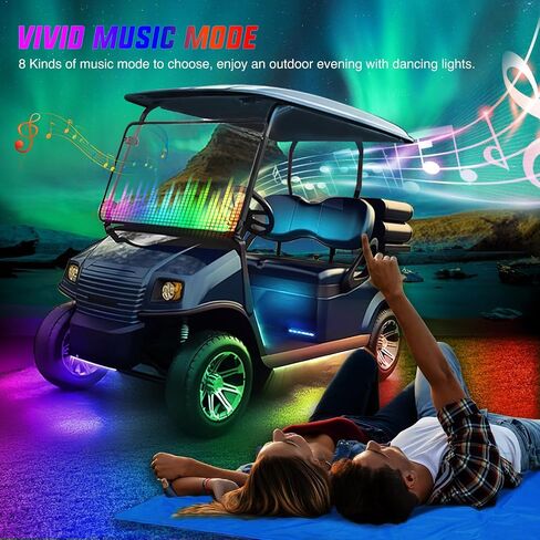 Nilight 4PCS Golf Cart Underglow LED Light Strip Dream Color Multi-Mode Neon Accent Lighting Kit APP and Remote Control Sound Active Music Sync IP67 Waterproof 12V-65V Input for EZGO Yamaha Club Car in Saudi Arabia