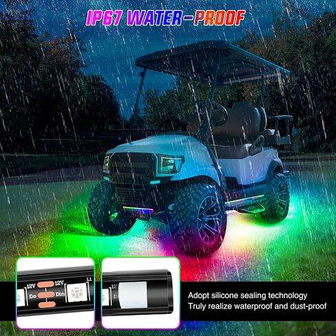 Nilight 4PCS Golf Cart Underglow LED Light Strip Dream Color Multi-Mode Neon Accent Lighting Kit APP and Remote Control Sound Active Music Sync IP67 Waterproof 12V-65V Input for EZGO Yamaha Club Car in Saudi Arabia