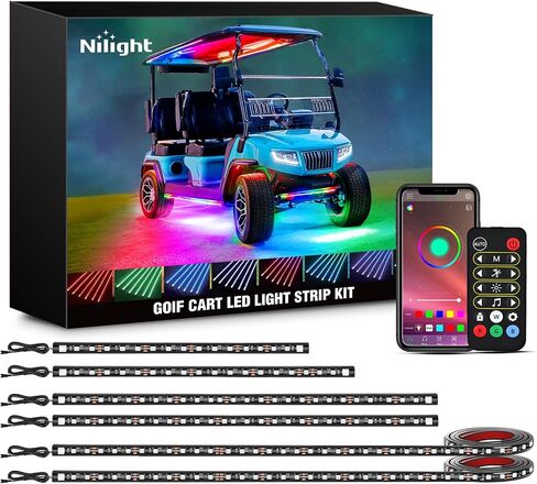 Nilight 4PCS Golf Cart Underglow LED Light Strip Dream Color Multi-Mode Neon Accent Lighting Kit APP and Remote Control Sound Active Music Sync IP67 Waterproof 12V-65V Input for EZGO Yamaha Club Car in Saudi Arabia