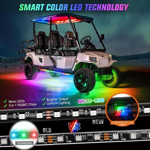 Nilight 4PCS Golf Cart Underglow LED Light Strip Dream Color Multi-Mode Neon Accent Lighting Kit APP and Remote Control Sound Active Music Sync IP67 Waterproof 12V-65V Input for EZGO Yamaha Club Car in Saudi Arabia