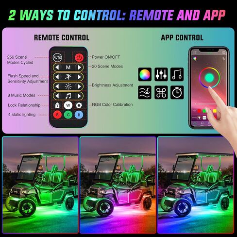 Nilight 4PCS Golf Cart Underglow LED Light Strip Dream Color Multi-Mode Neon Accent Lighting Kit APP and Remote Control Sound Active Music Sync IP67 Waterproof 12V-65V Input for EZGO Yamaha Club Car in Saudi Arabia