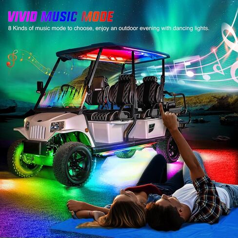 Nilight 4PCS Golf Cart Underglow LED Light Strip Dream Color Multi-Mode Neon Accent Lighting Kit APP and Remote Control Sound Active Music Sync IP67 Waterproof 12V-65V Input for EZGO Yamaha Club Car in Saudi Arabia