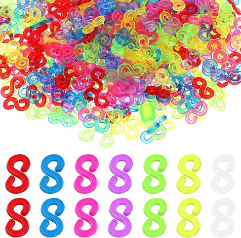 1500 PCS S Clips Rubber Band Bracelet Clips Plastic Loom Rubber Band Clips Colorful Rubber Bands Clips Clear Connectors Refills Bracelet Kit for DIY Handicrafts Bracelet Making in Saudi Arabia