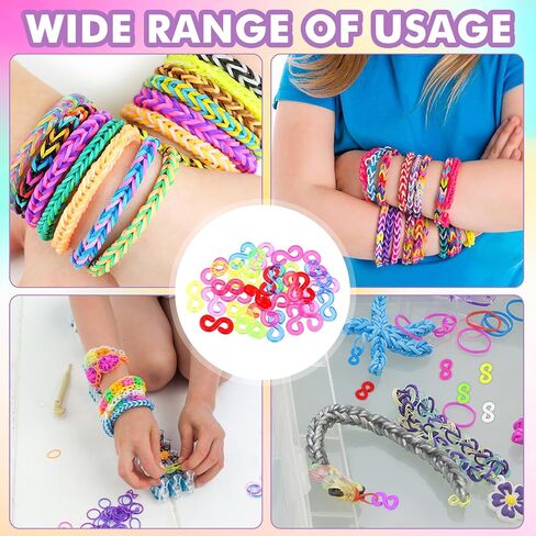 1500 PCS S Clips Rubber Band Bracelet Clips Plastic Loom Rubber Band Clips Colorful Rubber Bands Clips Clear Connectors Refills Bracelet Kit for DIY Handicrafts Bracelet Making in Saudi Arabia