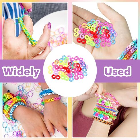 1500 PCS S Clips Rubber Band Bracelet Clips Plastic Loom Rubber Band Clips Colorful Rubber Bands Clips Clear Connectors Refills Bracelet Kit for DIY Handicrafts Bracelet Making in Saudi Arabia