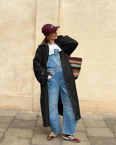 Tankaneo Womens Long Trench Coat Single Breasted Oversized Windproof Classic Lapel Fall Overcoat in Saudi Arabia