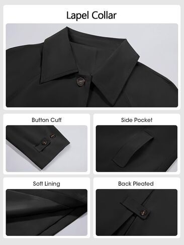 Tankaneo Womens Long Trench Coat Single Breasted Oversized Windproof Classic Lapel Fall Overcoat in Saudi Arabia