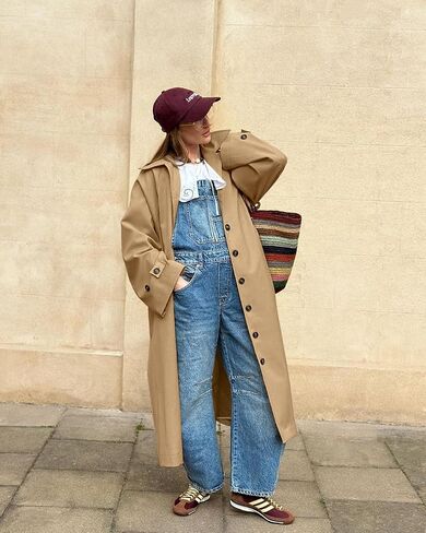 Tankaneo Womens Long Trench Coat Single Breasted Oversized Windproof Classic Lapel Fall Overcoat in Saudi Arabia