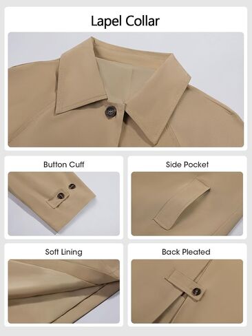 Tankaneo Womens Long Trench Coat Single Breasted Oversized Windproof Classic Lapel Fall Overcoat in Saudi Arabia