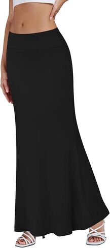 KIFOVEN Women's Foldover High Waist Maxi Skirt Stretchy Comfy Flare Long Skirts 2026 Fashion A-Line Flowy Casual Skirt in Kuwait
