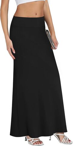 KIFOVEN Women's Foldover High Waist Maxi Skirt Stretchy Comfy Flare Long Skirts 2026 Fashion A-Line Flowy Casual Skirt in Kuwait