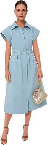 Jenkoon Women's Turn Down Collar Shirt Dress with Belt Short Sleeve Shell Trench Coat Formal Dresses in Kuwait