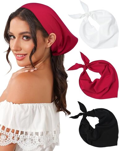 AWAYTR Triangle Head Scarf Hair Bandanas for Women Bandana Headband Scarf Tie-Back Head Coverings Headscarf for Girls in Saudi Arabia