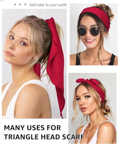 AWAYTR Triangle Head Scarf Hair Bandanas for Women Bandana Headband Scarf Tie-Back Head Coverings Headscarf for Girls in Saudi Arabia