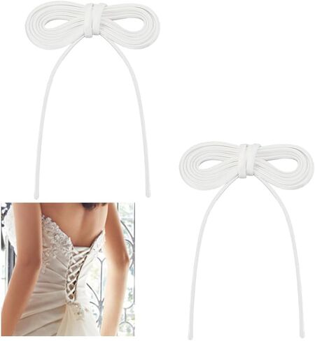 AHANDMAKER 2 Bundle 78.7 Inches Women's Tie Back for Wedding Bridal Gown, 0.2 Inch White Adjustable Lace up Dress Cord Back Corset Ribbon Replacement, Lacing Cord for Zipper Replacement or Buttons in Saudi Arabia