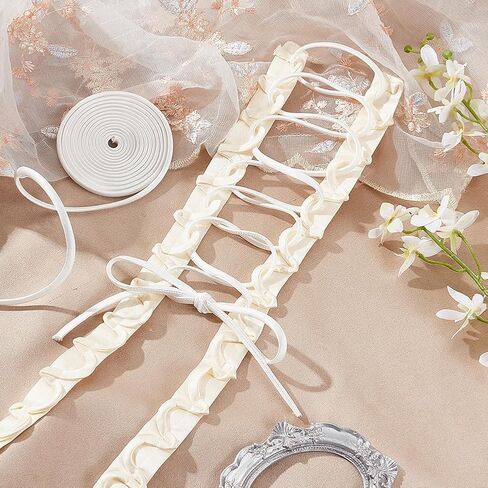 AHANDMAKER 2 Bundle 78.7 Inches Women's Tie Back for Wedding Bridal Gown, 0.2 Inch White Adjustable Lace up Dress Cord Back Corset Ribbon Replacement, Lacing Cord for Zipper Replacement or Buttons in Saudi Arabia