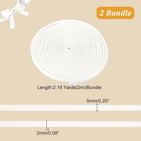 AHANDMAKER 2 Bundle 78.7 Inches Women's Tie Back for Wedding Bridal Gown, 0.2 Inch White Adjustable Lace up Dress Cord Back Corset Ribbon Replacement, Lacing Cord for Zipper Replacement or Buttons in Saudi Arabia