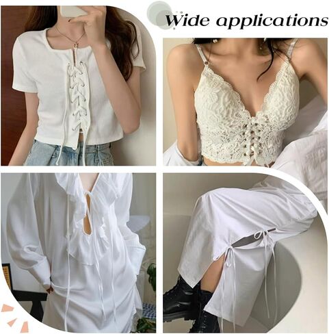 AHANDMAKER 2 Bundle 78.7 Inches Women's Tie Back for Wedding Bridal Gown, 0.2 Inch White Adjustable Lace up Dress Cord Back Corset Ribbon Replacement, Lacing Cord for Zipper Replacement or Buttons in Saudi Arabia