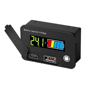 Linkstyle Battery Voltage Meter, DC 12V Voltmeter with Battery Monitor Capacity Tester USB Outlet, Digital Display Voltage Gauge Replacement