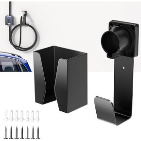 EV Charger Holder Wall Mount - Nozzle Holster Dock with J-Hook - Heavy Duty EV Charging Box Holder for J1772.