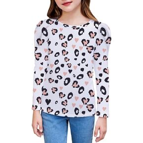 Arshiner Girls Shirts Puff Long Sleeve Shirts Casual Crewneck Tops Tunic Blouse