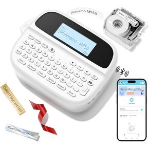 Phomemo Label Maker M950-Bluetooth Rechargeable Label Maker Machine with Tape,QWERTY Keyboard Labeler,Handheld Label Printer,Replace Typewriter,12mm,for School Home Office Organization(Type-C Charger)