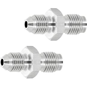 2Pcs Brake Fitting Adapter, 3AN Male To 3/8‑24 HAF01 Inverted Flare Adapter Fitting, Stainless Steel Brake Line Fitting Adapter Straight