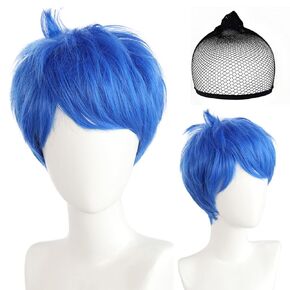 BESTBEL+Hair Cap Joy Wig Short Blue Wig for Women Short Spiky Wig Blue Anime Wig for Halloween Cosplay Womens Cosplay Outfit Wig Synthetic Wig for Costume Party