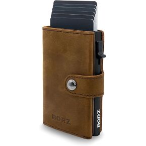 MAXUS 1 Wallet, card case with RFID protection, mini wallet cardholder, wallet for cards and notes made of genuine leather for men and women in Saudi Arabia