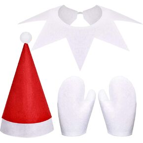3 Pcs Christmas Elf Costume for Women Men Red and White Female Elf Accessories for Halloween Christmas Party Accessories