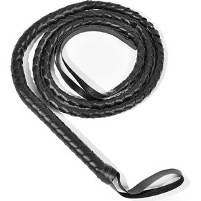 U-Goforst Black Whip, Indiana Whip Cat Woman Whip Costume, Fake Bull Whip, PU Leather Lion Tamer Cowboy Whip for Adults Women Halloween Costume Accessories