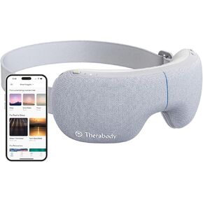 SmartGoggles by Therabody, Biometric Heated Facial Massage Device, Bluetooth Enabled Stress Relief Vibration Goggles, 3 Custom Modes for Migraine Relief and Improved Sleep Using SmartSense Technology