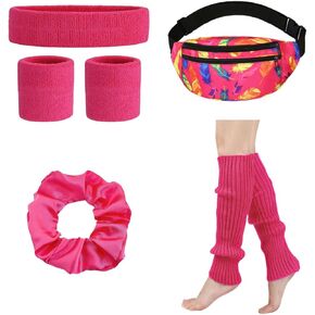 80s Costume Accessories Women 21 Pcs Bag Lace Headband Earrings Gloves 1980s Fancy Party Halloween Outfit
