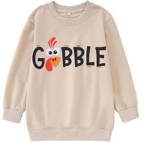Boy Girl Thanksgiving Outfits Kid Gobble Turkey Graphic Sweatshirt Shirt Casual Crewneck Pullover Long Sleeve Top