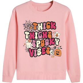 Halloween Sweatshirts for Girls Spooky Ghost Pumpkin Pullover Long Sleeve T-shirt 1-10 Years