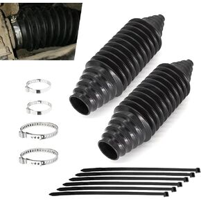 2 PCS Car Steering Gear Ball Cage Kit, 8.78" Non-detachable Steering Rack Dust Cover + 7.8" Cable Tie + 1.86" Clamp + 2.49" Clamp, Replacement Modification Accessories, for Cars (Black) in Kuwait