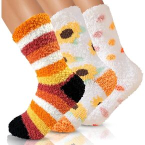 TEHOOK 4 Times Thicker Fuzzy Socks, Fall Autumn Halloween Thanksgiving Socks, Stocking Stuffers Christmas Gifts for Women, Cozy Fluffy Soft Warm Winter Socks