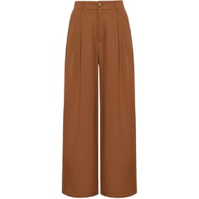 GRACE KARIN Wide Leg Pants for Women Cotton Linen Business Casual Long Trousers Palazzo Pants with Pockets