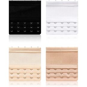 4 PCS Women's Bra Extenders 5 Hooks Soft Stretchy Bra Extension Strap Bra Strap Extender Bra Extenders 5 Hooks Plus Size 3 Rows Elastic Bra Band Hook