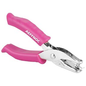 Single Hole Punch, One Hole Puncher with Pink Soft Grip Handle, 1/4 Inch Paper Hole Punches, Small Hole Punchers with Paper Mess Tray, 6 Sheets Capacity, for Crafts, Scrapbooks