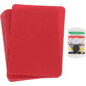 MECCANIXITY 8 Pcs Iron on Patches with Sewing Kit Fabric Repair Patch 4.9"x3.7" Patches for Clothes Iron on Patches for Jeans, Bags, Sofa,Tent Rose Red