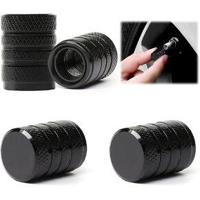 Black Metal Valve Caps, Waterproof and Dustproof, Universal for Cars, Motorcycles, Bicycles