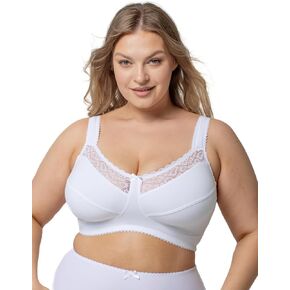 May Women's Bra Without Underwire Cotton White - Relief Bra B-DDD XXL Large Sizes - Bra Wide Straps